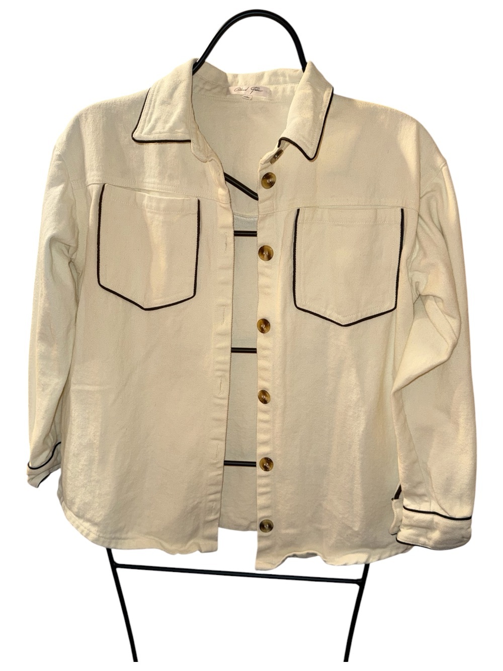 Oversized Button-Down Shirt with Contrast Piping
